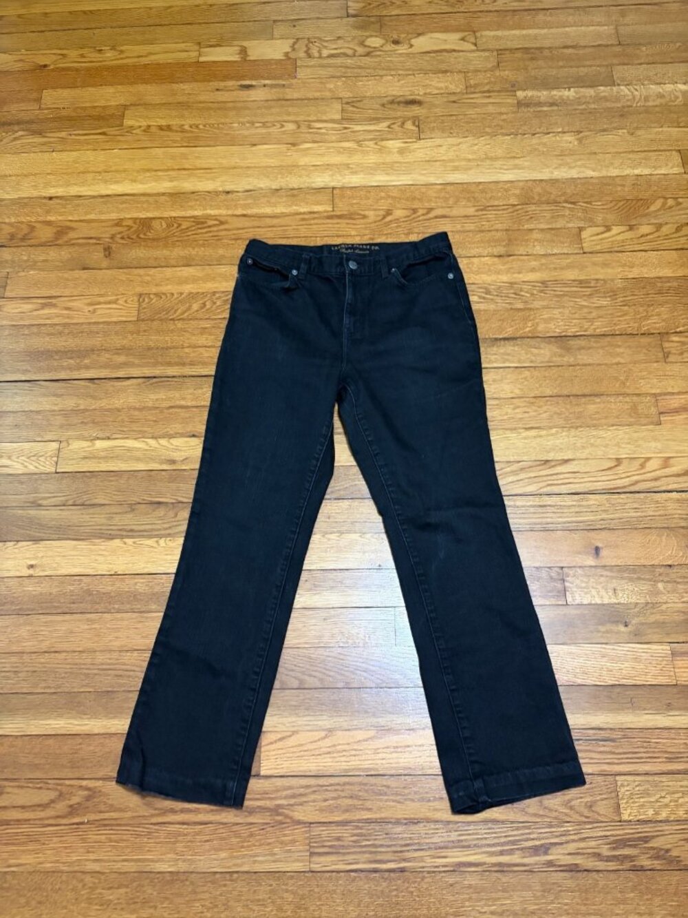 Lauren Ralph Lauren Womens Classic Straight Jeans Size 6p 6 Petite Black Denim